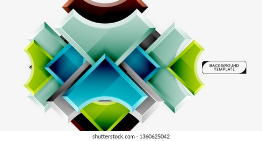Geometrical 3d shapes background. Vector illustration