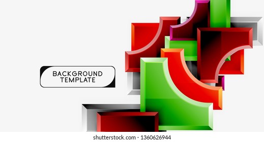 Geometrical 3d shapes background. Vector illustration