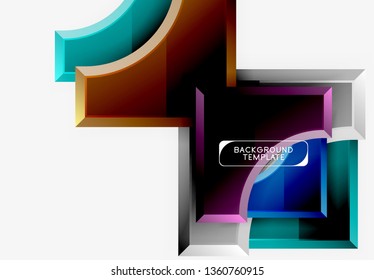 Geometrical 3d shapes background. Vector illustration