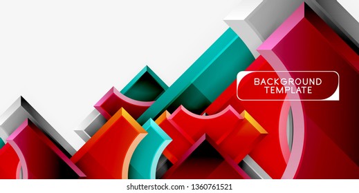 Geometrical 3d shapes background. Vector illustration