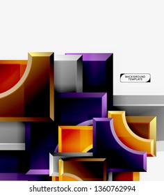 Geometrical 3d shapes background. Vector illustration