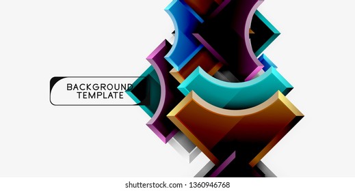 Geometrical 3d shapes background. Vector illustration