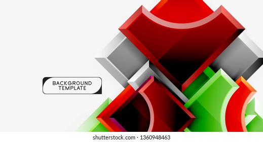 Geometrical 3d shapes background. Vector illustration