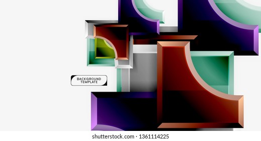 Geometrical 3d shapes background. Vector illustration