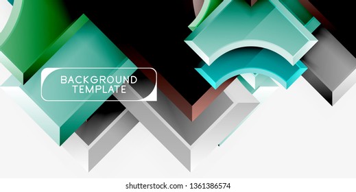 Geometrical 3d shapes background. Vector illustration