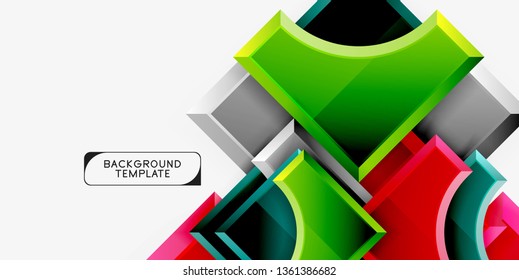 Geometrical 3d shapes background. Vector illustration