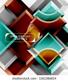 Geometrical 3d shapes background. Vector illustration