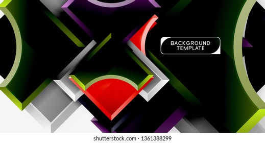 Geometrical 3d shapes background. Vector illustration