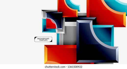 Geometrical 3d shapes background. Vector illustration