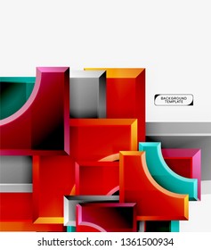 Geometrical 3d shapes background. Vector illustration