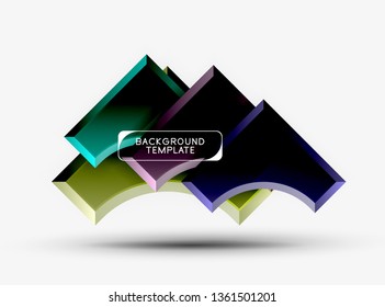 Geometrical 3d shapes background. Vector illustration