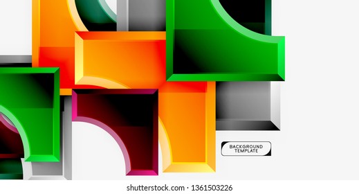 Geometrical 3d shapes background. Vector illustration