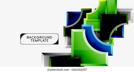 Geometrical 3d shapes background. Vector illustration