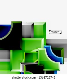 Geometrical 3d shapes background. Vector illustration