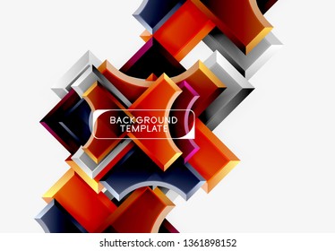 Geometrical 3d shapes background. Vector illustration