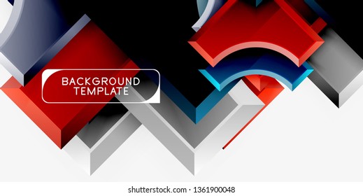 Geometrical 3d shapes background. Vector illustration