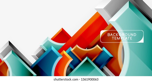 Geometrical 3d shapes background. Vector illustration
