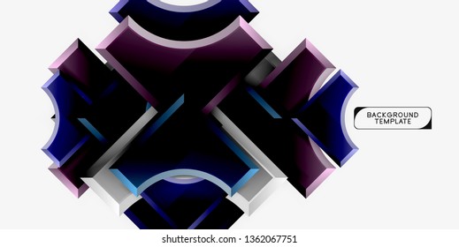Geometrical 3d shapes background. Vector illustration