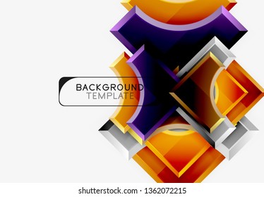 Geometrical 3d shapes background. Vector illustration