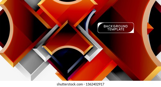 Geometrical 3d shapes background. Vector illustration