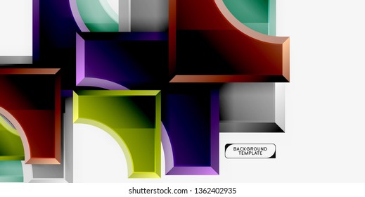 Geometrical 3d shapes background. Vector illustration