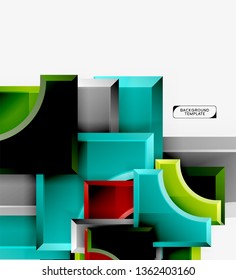 Geometrical 3d shapes background. Vector illustration