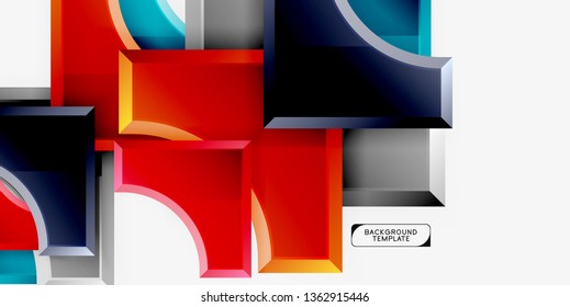 Geometrical 3d shapes background. Vector illustration