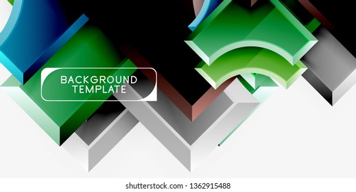 Geometrical 3d shapes background. Vector illustration