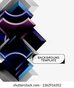Geometrical 3d shapes background. Vector illustration
