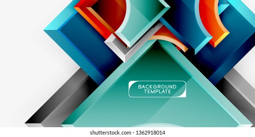 Geometrical 3d shapes background. Vector illustration