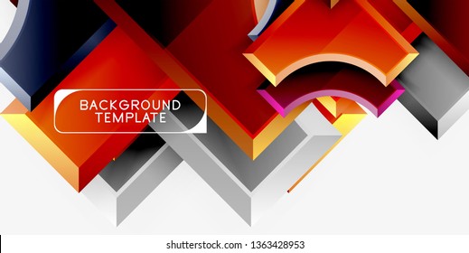 Geometrical 3d shapes background. Vector illustration