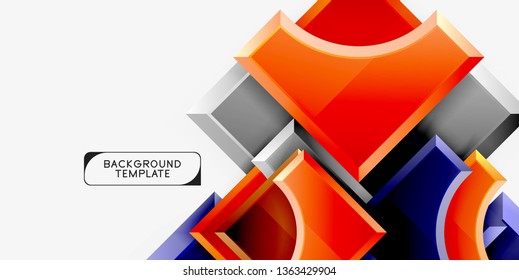 Geometrical 3d shapes background. Vector illustration