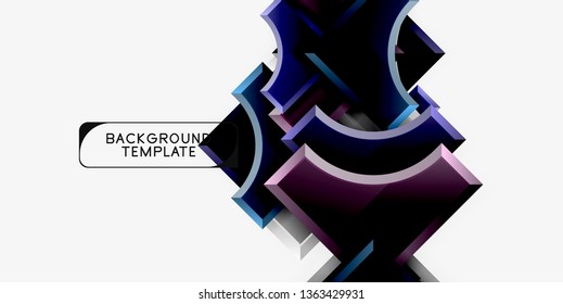 Geometrical 3d shapes background. Vector illustration