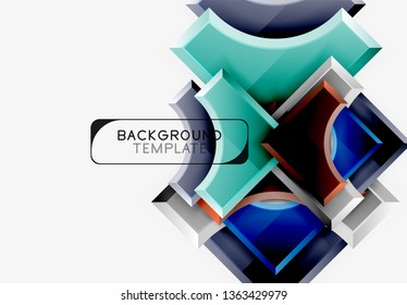 Geometrical 3d shapes background. Vector illustration