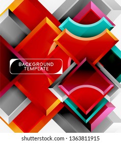 Geometrical 3d shapes background. Vector illustration