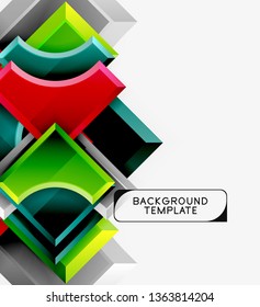 Geometrical 3d shapes background. Vector illustration