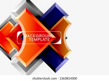 Geometrical 3d shapes background. Vector illustration