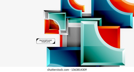 Geometrical 3d shapes background. Vector illustration