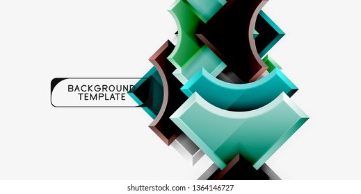 Geometrical 3d shapes background. Vector illustration