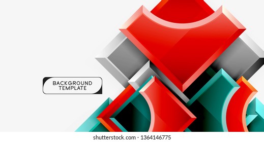 Geometrical 3d shapes background. Vector illustration