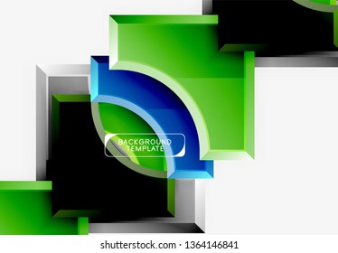 Geometrical 3d shapes background. Vector illustration
