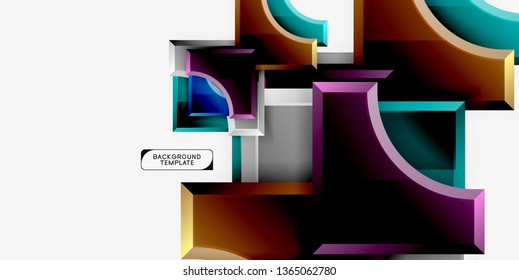 Geometrical 3d shapes background. Vector illustration