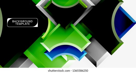 Geometrical 3d shapes background. Vector illustration