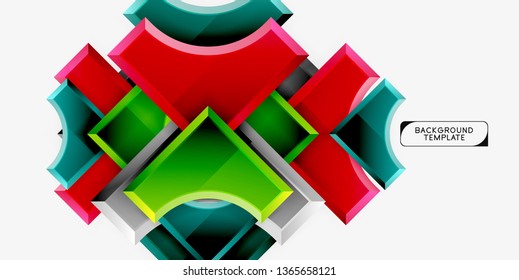 Geometrical 3d shapes background. Vector illustration