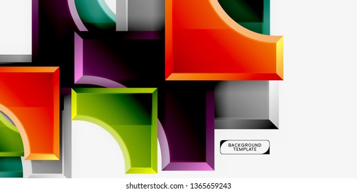 Geometrical 3d shapes background. Vector illustration