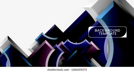 Geometrisches 3D-Format, Hintergrund. Vektorgrafik