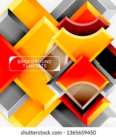 Geometrical 3d shapes background. Vector illustration