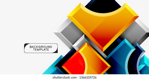 Geometrical 3d shapes background. Vector illustration