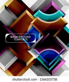 Geometrical 3d shapes background. Vector illustration