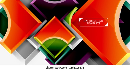 Geometrical 3d shapes background. Vector illustration